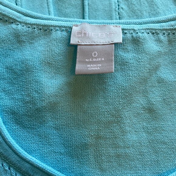 Chicos cardigan sweater button plus cami aqua blue size 0 and 1 *READ* med set - Picture 10 of 12